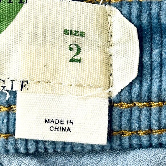 Anthropologie Sky Light Blue Corduroy Skirt Size 2 Button-Front A-Line Pockets - Picture 9 of 12